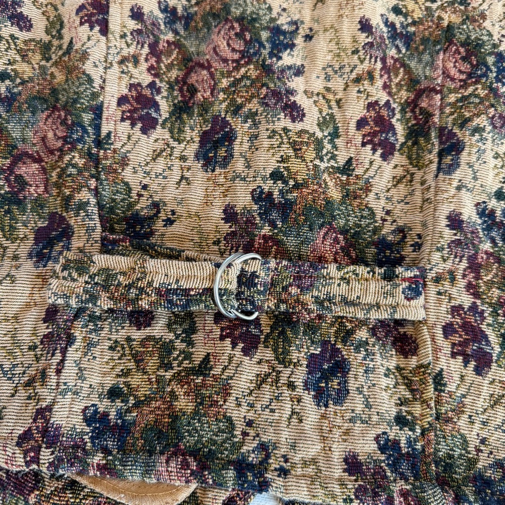 Vintage Floral Tapestry Vest Lemon Grass L Cottagecore Dark Academia 90s Boho - Picture 4 of 9